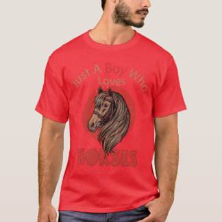 Paard gewoon een jongen die houdt van paarden retr t-shirt