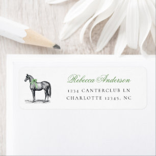 Paard Groen Elegant Vintage Baby Shower Adres Etiket