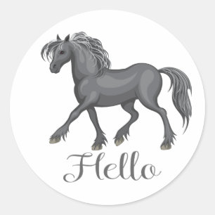 Paard Hallo Paarden Pony Pony's Equestrian Lachen Ronde Sticker