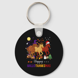Paard Halloween Thanksgiving Kerstmis Gelukkig Hal Sleutelhanger