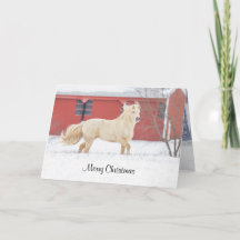 Paard hardlopen in Sneeuw Gevouwen Vakantie Kaart