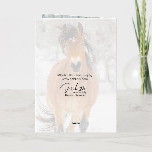 Paard hardlopen in Sneeuw Gevouwen Vakantie Kaart (Achterkant)