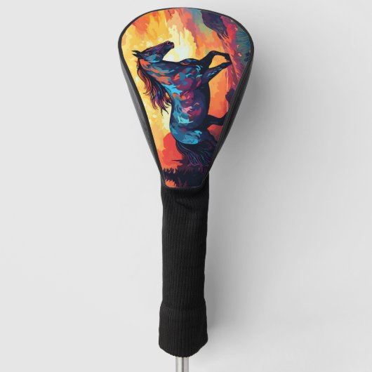 Paard hardlopen op veld Abstracte kunst paardenlie Golfheadcover (Voorkant)