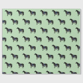 Paard, hoefijzer en blauw lint cadeaupapier (Vlak)