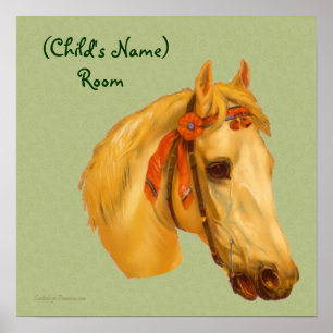  paard Hoofd Kinder kamer Gepersonaliseerd Poster