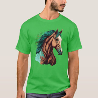 Paard hoofd kunstwerk vrienden t-shirt