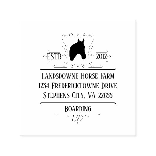 Paard hoofd silhouet rollen retouradres |  zelfinktende stempel (Design)
