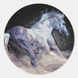 Paard in actie ronde sticker