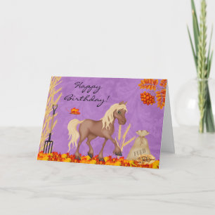 Paard In De Herfst Verlaat Happy Birthday Kaart