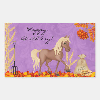 Paard In De Herfstbladeren Verjaardag Sticker