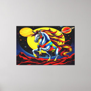 PAARD IN DE RUIMTE CANVAS AFDRUK