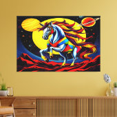 PAARD IN DE RUIMTE CANVAS AFDRUK (Insitu (Woonkamer))