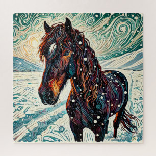 Paard in de sneeuw 600 Stuk Puzzel