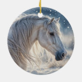  Paard in de Sneeuwseizoenen Groeten Vakantie Keramisch Ornament (Achterkant)