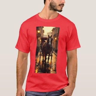 Paard in de stad meisje t-shirt