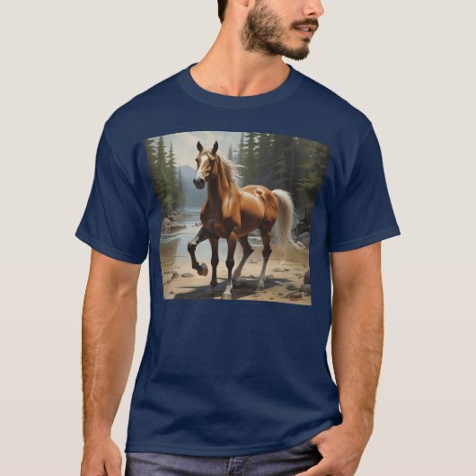 Paard in het wild grappig t-shirt (Voorkant)