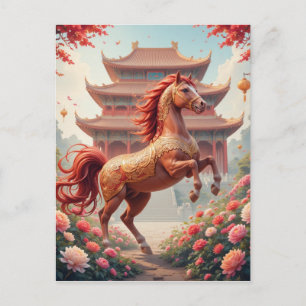 Paard in jaar van de Chinese kalender Briefkaart