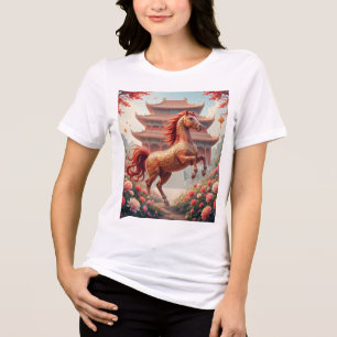Paard in jaar van de Chinese kalender Tri-Blend Shirt
