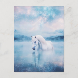 Paard in nevelig bergmeer met sterrenhemel briefkaart