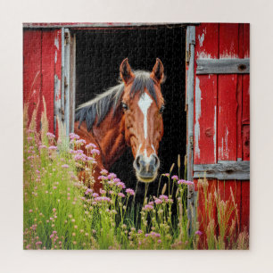 Paard in schuurdeur legpuzzel