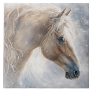 Paard in Sneeuw Artistiek Tegeltje