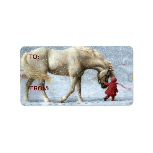 Paard in Sneeuw Cadeau Stickers (Voorkant)