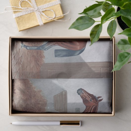 paard in stabiele ontkoppeling tissuepapier (Geschenk)