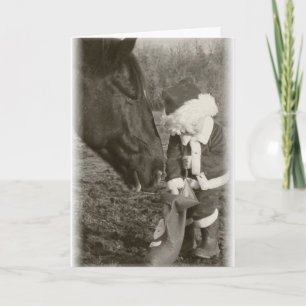 Paard in verwachting en kind Santa Kaart