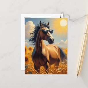 Paard in zonnebril briefkaart