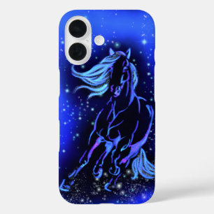 Paard iPhone Case Running In Blauw Moonlight Night