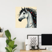 Paard Kerst Ornament Manen Winter Kunst Poster (Thuiskantoor)