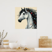 Paard Kerst Ornament Manen Winter Kunst Poster (Keuken)