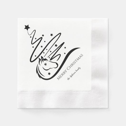 Paard Kerstboom zwart witRuitersport Servet (Voorkant)