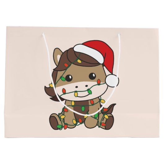 Paard Kerstmis Winter Dieren Vakantie Paarden Groot Cadeauzakje (Achterkant)