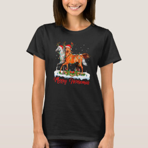 Paard Kerstmis Xmas Licht Kerstman Paard Vrolijke  T-shirt