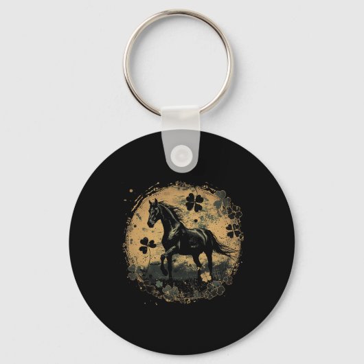 Paard Klaver St. Patrick's Day Sint Paddy's Iers Sleutelhanger (Voorkant)