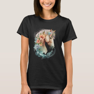 Paard Liefhebber Cottagecore Esthetiek Paard Bloem T-shirt