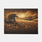 Paard loopt door de velden deurmat (Voorkant)