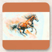 Paard lopen gratis Waterverf Bier Onderzetter (Voorkant)