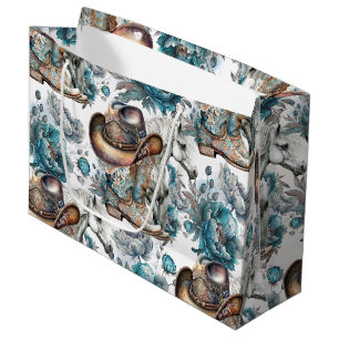 Paard meisje cowgirl patroon turquoise bloemen groot cadeauzakje