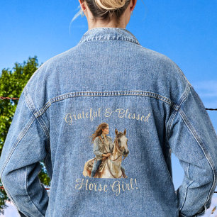 Paard meisje gepersonaliseerde jeans denim jacket