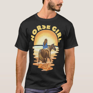 Paard Meisje Met Paard En Zonsondergang T-shirt