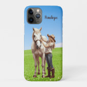 Paard Meisje Paardrijden Meadow Gepersonaliseerd Case-Mate iPhone Case (Achterkant)