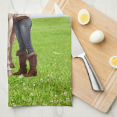 Paard Meisje Paardrijden Meadow Gepersonaliseerd Theedoek (Quarter Fold)