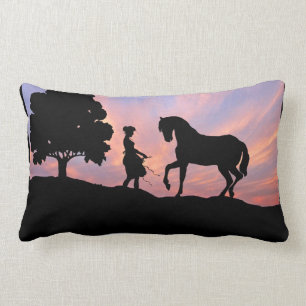 Paard & Meisje Silhouet Kussen