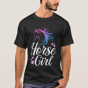 Paard meisje verloop hoofd ruiterij liefde western t-shirt