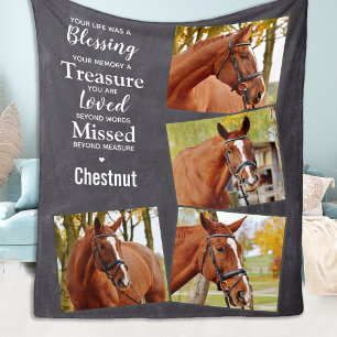 Paard Memorial Gepersonaliseerde Pet Photo Collage Fleece Deken