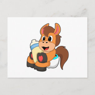 Paard met babyfles briefkaart
