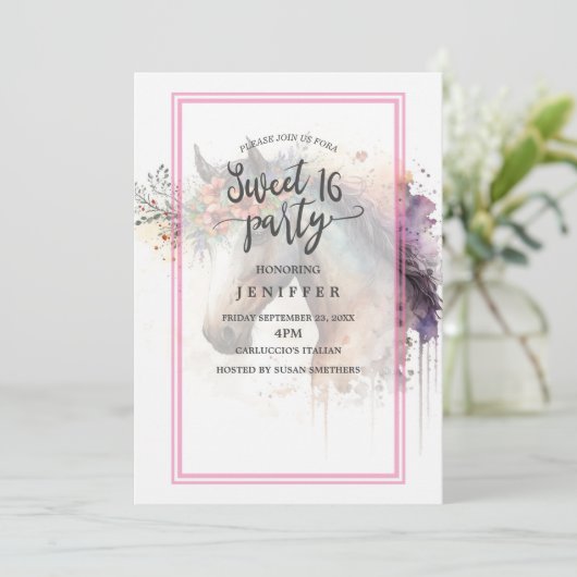 Paard met bloemenkrans. kaart (Staand voorkant)