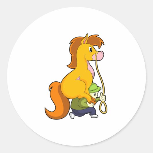 Paard met Boy.PNG Ronde Sticker (Voorkant)